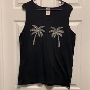 PINK Sequined Palm Tree Tank